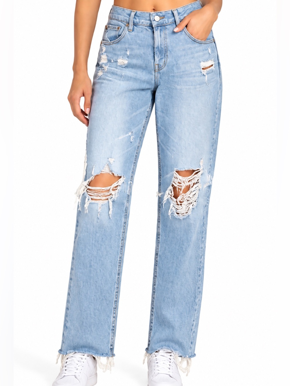 AG Adriano Goldschmied Distressed Straight Leg Raw Hem Jeans Size 31